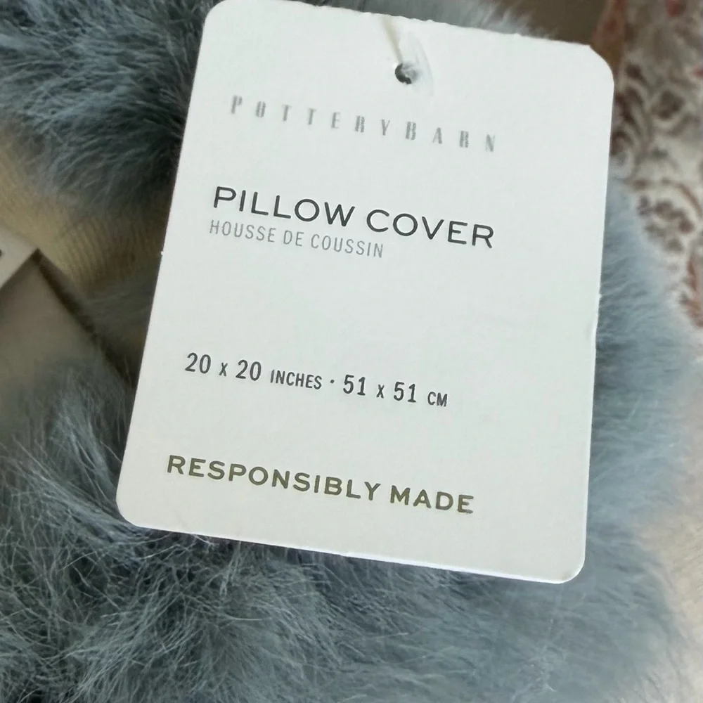 Pottery Barn Faux Fur Mink Pillow Covers 2 NWT